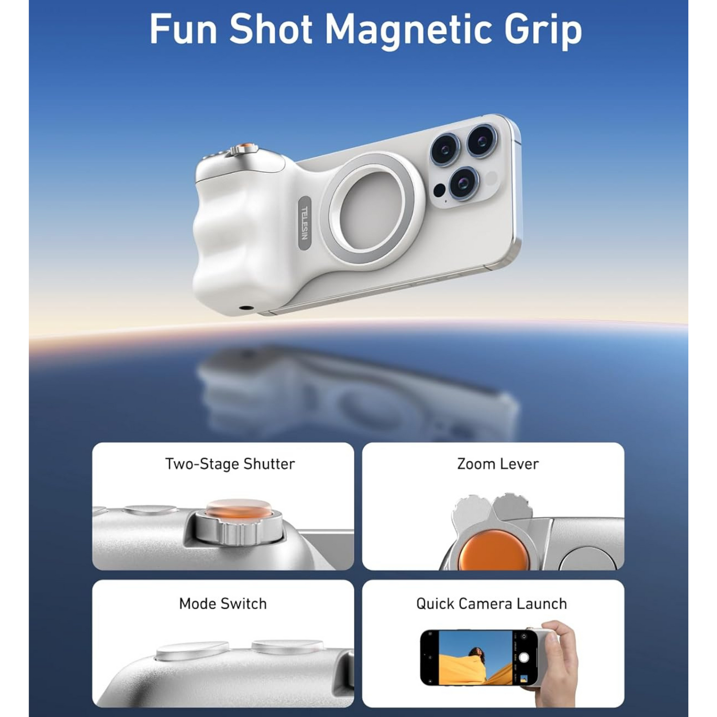 Fun Shot Magnetic Phone Camera DSLR Style Shutter Grip
